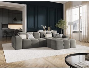 Colțar gri cu tapițerie din catifea (pe partea dreaptă) Kendal – Micadoni Home