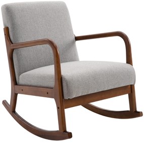 Fotoliu Tapitat HOMCOM din Lemn si In Gri, pentru sufragerie, 64x86x80cm | Aosom Romania