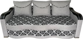 Canapea DIANA extensibila, 3 locuri, cu lada de depozitare, stofa gri cu negru , 220x100x80 Gri + Negru