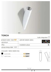 Aplica perete LED design modern TORCH alba
