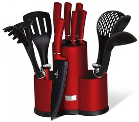 Set cutite otel inoxidabil si ustensile de bucatarie (12 piese) Burgundy Metalic Line Berlinger Haus BH 6248