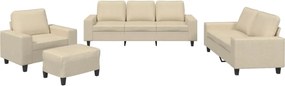 vidaXL Set de canapele, 4 piese, crem, microfibră