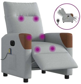 vidaXL Fotoliu electric de masaj rabatabil, gri deschis, microfibră