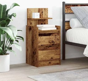 vidaXL Noptiere cu 2 sertare 2 buc Lemn vechi 38x34x80 cm