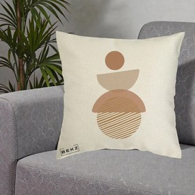 Perna Decorativa Geometric Boho Forme Terracotta, 40x40 cm, Ecru, Husa Detasabila, Perna Inclusa, BEKZ®