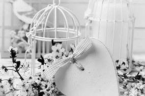Tablou natura moartă romantică în stilul vintage în design alb-negru