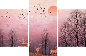Tablou - Căprioare în strălucirea apusului de soare (90x60 cm)