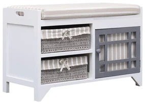 284080 vidaXL Bancă de hol, alb, 70x33,5x45 cm, lemn de paulownia