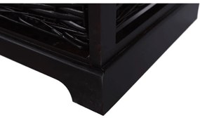 Bancă cu pernă, 2 coşuri de răchită, maro închis/bej/imprimeu, SEAT BENCH 3