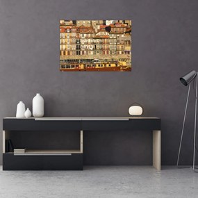 Tablou pe sticlă - Cartierul Waterfront, Portugalia (70x50 cm)