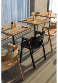 Scaun de dining negru cu cotiere din lemn de stejar Flip – Gazzda