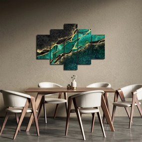 Tablou - Marmorat, petrol-auriu (150x105 cm)