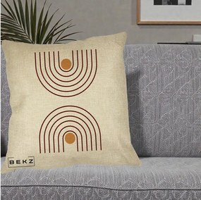 Perna Decorativa Geometric Boho Arc, 40x40 cm, Crem, Husa Detasabila, Perna Inclusa, BEKZ®