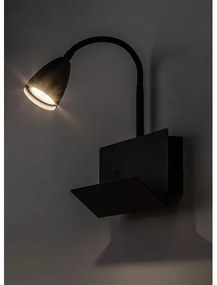 Lampă de perete cu raft Rabalux 71089 TACITO 1xGU10/25W/230V negru