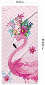 Prosop de plajă cu flamingo 150 x 70 cm