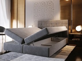 Pat tapițat boxspring GLORIEN VELVET 160x200 cm gri Saltele: Saltea cu arcuri Bonell