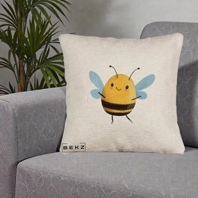 Perna Decorativa Buburuza pe Trifoi cu Patru Foi, 40x40 cm, Bej Canapea, Husa Detasabila, Perna Inclusa, BEKZ®