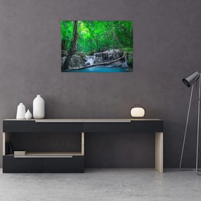 Tablou pe sticlă - Cascada Erawan, Kanchanaburi, Thailanda (70x50 cm)