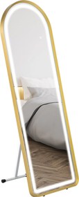 HOMCOM Oglindă în picioare oglindă de perete oglindă pentru întregul corp inclusiv accesorii de fixare pe perete, 151,5 x 50 x 4 cm, Auriu | Aosom Romania