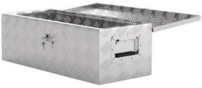 HOMCOM Cutie de depozitare din aluminiu cu mânere retractabile, închidere cu cheie, cufăr unelte multifuncțional, 76x33x25 cm, Gri | Aosom Romania