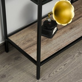 HOMCOM Raft Biblioteca din Lemn Culoare Stejar cu 5 Rafturi, Sistem Controlul Stabilitatii, Cadru din Metal Negru 120x32x95cm | Aosom Romania