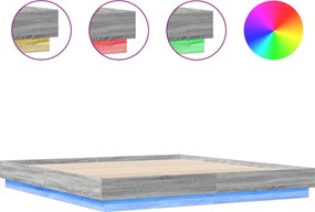 vidaXL Cadru de pat cu lumini LED, gri sonoma, 200x200 cm