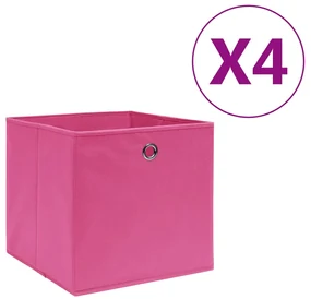 vidaXL Cutii depozitare, 4 buc., roz, 28x28x28 cm, textil nețesut