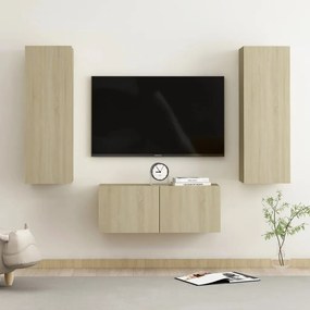 vidaXL Set de dulapuri TV, 3 piese, stejar sonoma, lemn prelucrat
