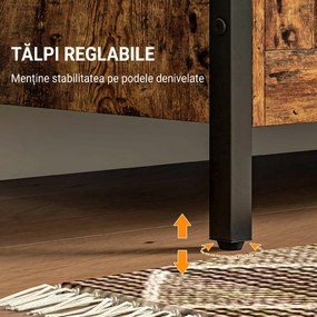 HOMCOM Bancă de Depozitare de 95L în Stil Industrial cu Capac cu Balamale de Siguranță, 80x40x49 cm, Maro Rustic | Aosom Romania