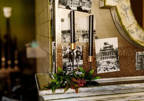 Set două sfeşnice, negru/auriu, ARLOB