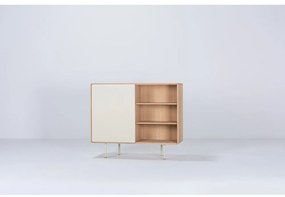 Comodă albă/în culoare naturală joasă din lemn de stejar 118x100 cm Fina – Gazzda