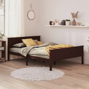 322198 vidaXL Cadru de pat, maro închis, 140x200 cm, lemn masiv de pin
