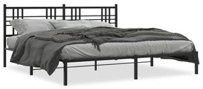 376330 vidaXL Cadru de pat metalic cu tăblie, negru, 193x203 cm