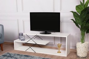 COMODA TV Zigzag, Alb - Gri - Galben - Stejar - Maro, 120 x 40 x 30 cm