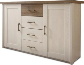 Comoda LUMERA, stejar trufa/pin alb, DTD laminat, 150x42x90 cm