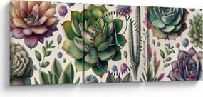 Tablou - Plante suculente (cu ceas) (90x30 cm)
