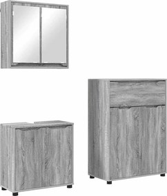 vidaXL Set de mobilier pentru baie 3 pcs Gri Sonoma Lemn compozit