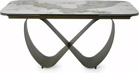 Masa extensibilă Infinity Ceramic alb lucios/cupru L160-240xl95 cm