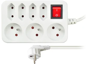 Cablu prelungitor 7Z - 2m, comutator, alb