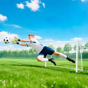 HOMCOM Poartă de Fotbal pentru Adulți și Copii de Grădină cu Țintă Centrală și Stâlpi, 186x62x123 cm, Alb | Aosom Romania
