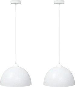 vidaXL Lămpi de suspendare 2 buc E27, alb, reglabil în înălțime, metal