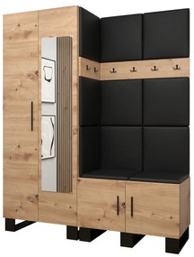 Set mobilier pentru hol Amanda 14 (Stejar artisan + piele ecologică Negru). 1085982