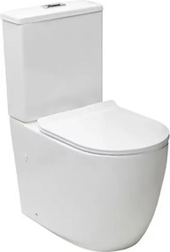 Set vas WC pe pardoseala Rune Ivaldi monobloc alb, Tornado rimless cu sistem vortex si cu capac slim softclose