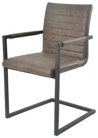 Set masa dreptunghiulara din lemn de salcam cu 4 scaune din piele artificiala maro inchis 160x85 cm