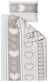 Lenjerie de pat creponata HEART RETRO gri Dimensiune lenjerie de pat: 70 x 90 cm | 140 x 200 cm