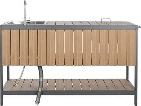 Set bucătărie de exterior din aluminiu și lemn compozit, 236 x 50 x 91 cm, „Isla Outdoor Kitchen Set"