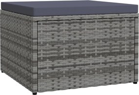 vidaXL Taburet de grădină cu pernă, gri, poliratan