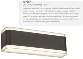 Aplica perete LED de exterior IP44 Up and Down 3671GY SRT