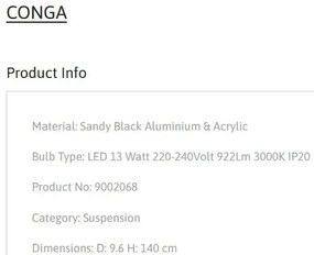 Pendul LED stil minimalist CONGA negru
