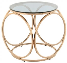 Masuta de cafea rotunda din sticla Whitney 50x50x52 gri/auriu